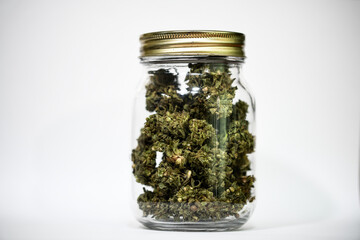 Glass jar of marijuana 