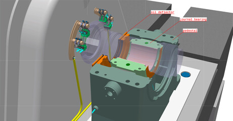 journal bearing steam turbine 3D illustration © Richard