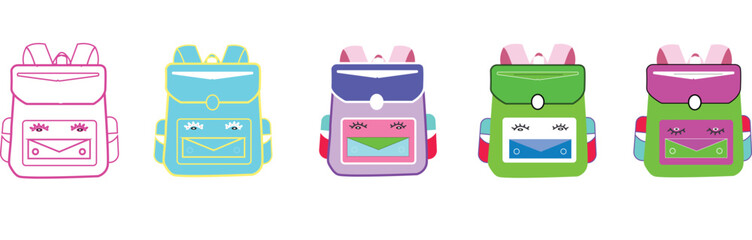 simple modern school, bag icon, kids study schoolbag.
