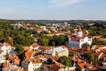 View from tower of St Johns church next to the university in oldtown of Vilnius, Lithuania