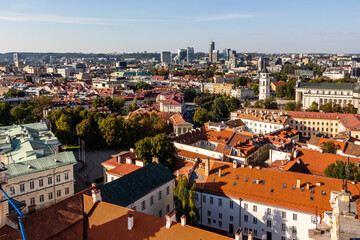 View from tower of St Johns church next to the university in oldtown of Vilnius, Lithuania