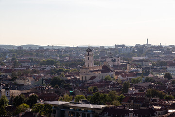 Fototapeta premium View from tower of St Johns church next to the university in oldtown of Vilnius, Lithuania