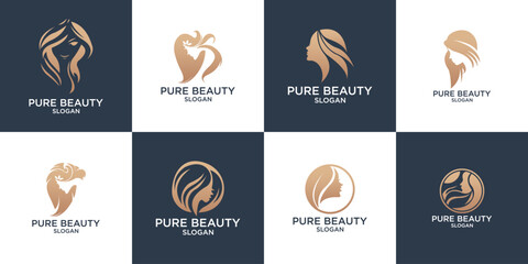 premium vector collection set of beauty hair logos