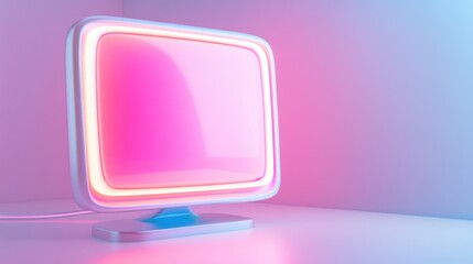 A Futuristic Neon-Lit Display in a Pastel Room