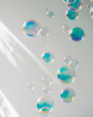 Colorful Bubbles with Soft Focus and Light Reflections.