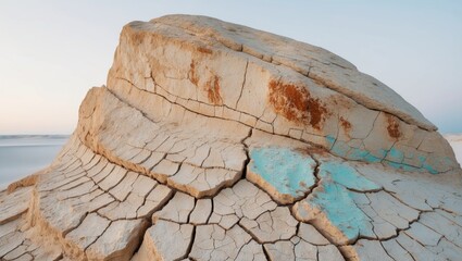 Cracked and weathered desert rock formation.