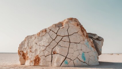 Cracked and weathered desert rock formation.