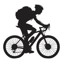  Cyclist silhouette vector art illustration black color white background