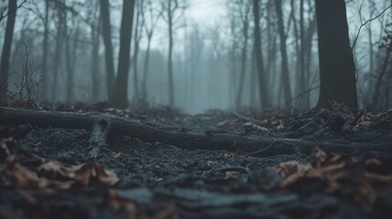 Mystical Forest Path in the Mist