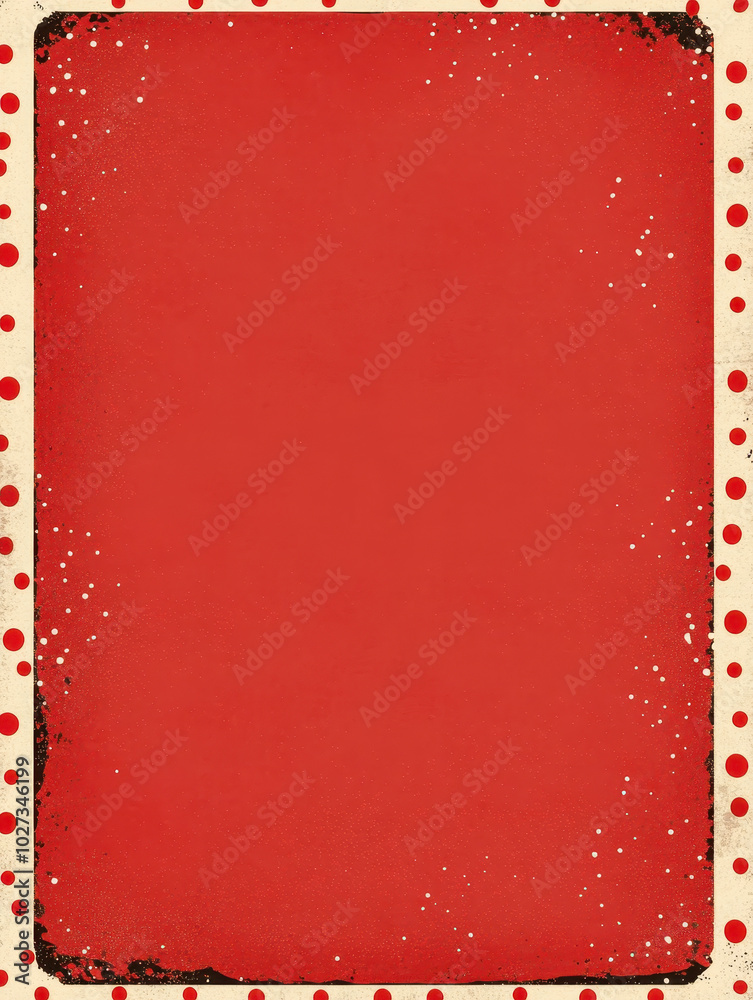 Sticker Distressed red banner with polka dot border and vintage style