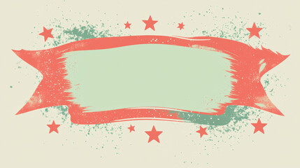 Naklejka premium Grunge banner with red ribbon and stars over textured background