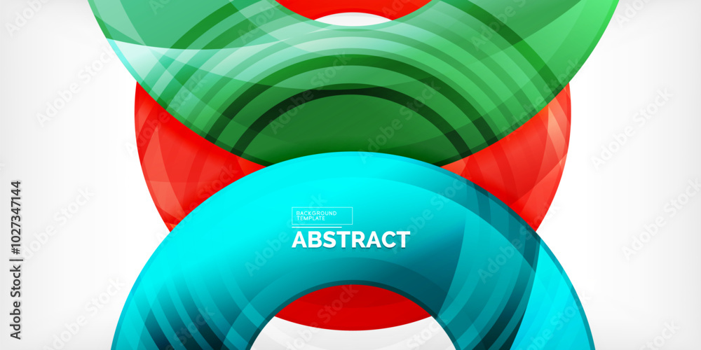 Poster bright colorful circles with light effects. abstract background