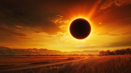 Majestic Solar Eclipse Over Breathtaking Landscape