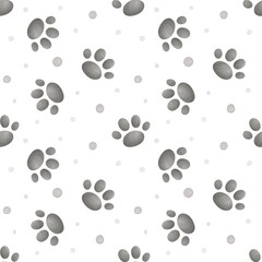 Seamless pattern with cartoon footprints, decor elements. Colorful illustration flat for kids. animals. baby design for fabric, textile, print, wrapper