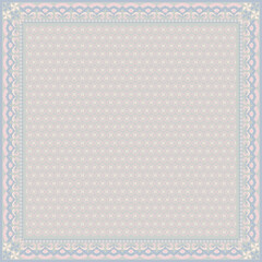 Hijab scarf flower abstract pattern.Ethnic geometric ornament with frame motif border hijab pattern.Design for fabric,print,scarves,shawl,kerchief,bandana,clothing,pareo,pillows,tablecloth,decoration.