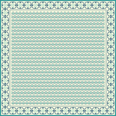 Hijab scarf flower abstract pattern.Ethnic geometric ornament with frame motif border hijab pattern.Design for fabric,print,scarves,shawl,kerchief,bandana,clothing,pareo,pillows,tablecloth,decoration.