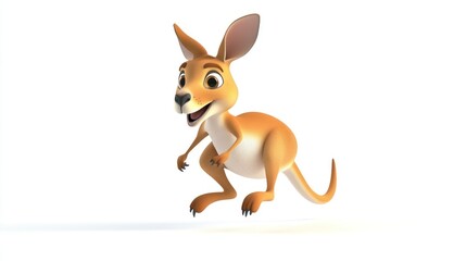 A 3D Rendered Cartoon Kangaroo Leaping Forward