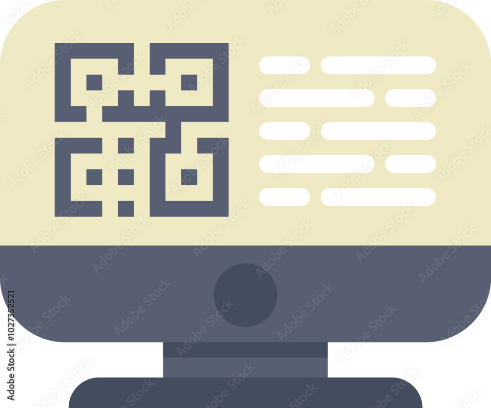 Poster desktop computer displaying a qr code is ready to provide quick and easy access to online informatio
