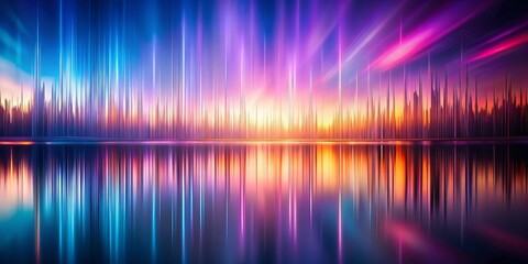Vibrant night photography backdrop featuring twisted iridescent gradients in hues of purple, pink, blue, and peach, complemented by abstract vertical lines for a captivating effect.