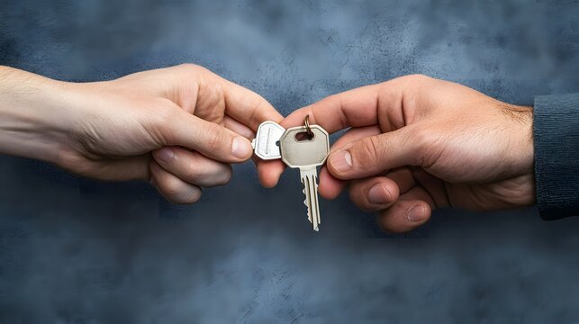 Two people exchanging keys, symbolizing the promise of trust and responsibility, key exchange, responsibility promise