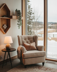 cozy living room with armchair for relaxation and warmth - interior design inspiration.