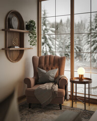 cozy living room with armchair for relaxation and warmth - interior design inspiration.