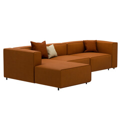 3d render brown corner sofa home decor with transparent 