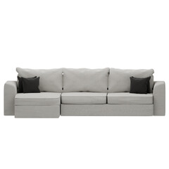 3d render white corner sofa home decor with transparent 