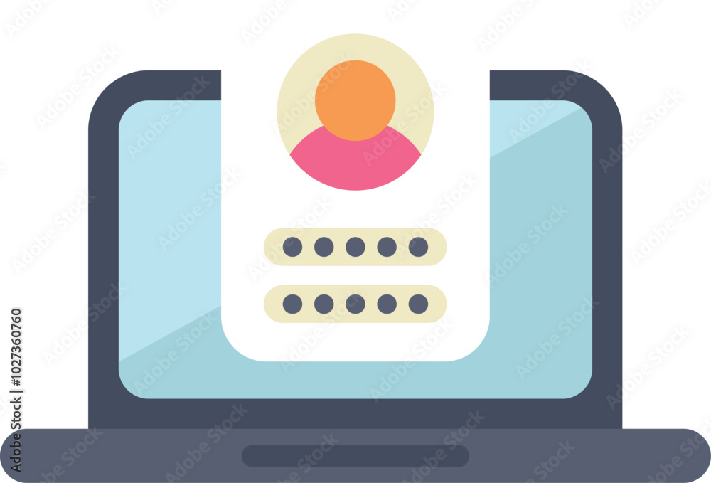 Poster website user profile login access with secure password on laptop computer