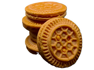 Cream Biscuits cookie round shape  isolated on white background 