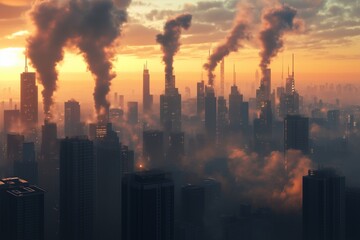 Obraz premium city air pollution by generative ai