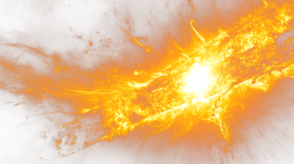 Yellow Energy Burst Effect on Transparent Background