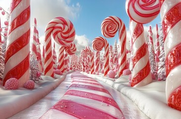 hyper realistic photo of  Candy land  , copy space, copy space for text,