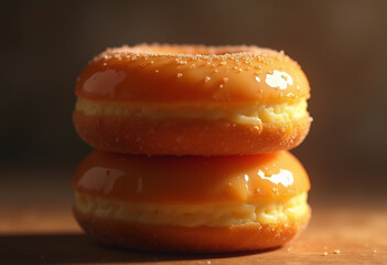 Close up donut arranged in vertically