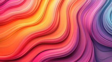 Fototapeta premium Colorful waves blend seamlessly, creating an abstract pattern with vibrant hues of orange, pink, purple, and blue, inviting visual exploration