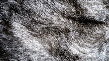 Fototapeta premium Close-up of Gray and White Fur with Wavy Texture