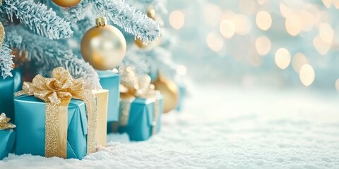 Christmas gifts box on festive background