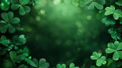 Carpet of clover leaves nature green shamrock border frame