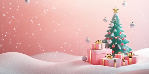 Christmas gifts box on festive background