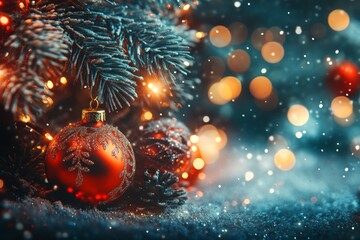 Christmas gifts box on festive background