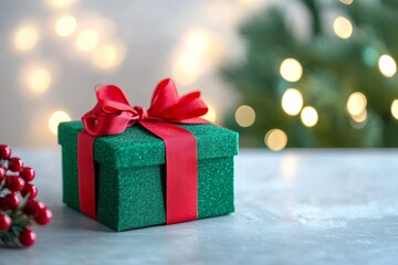 Christmas gifts box on festive background