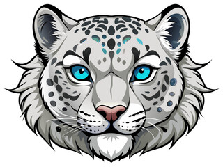 male snow leopard head vector, leopard  vector art isolated on white