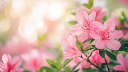 Fototapeta premium Close-up of Pink Azalea Blossoms with Soft Bokeh Background