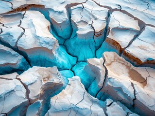 Fototapeta premium Aerial View of Cracked Desert Landscape