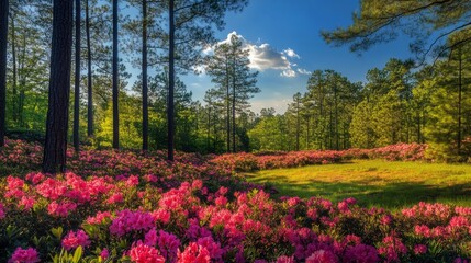 Fototapeta premium Pink Flowers Blooming in a Forest Clearing