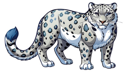 snow leopard vector art, snow leopard illustration vector, leopard vector art isolated on white