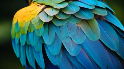 Obraz premium Close-up of Vibrant Blue and Green Parrot Feathers