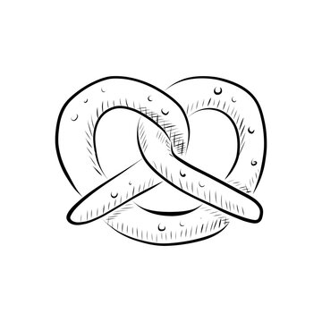 recommend clip art: Line drawing. Art line bun pretzel. Vector minimalistic