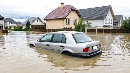 severe flooding impacts suburban areas, Concept hurricane cyclone emergency