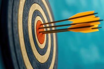 Archery Target with Bullseye Success Achieved